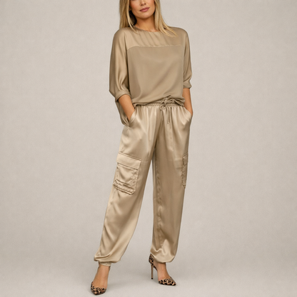 Clara | Lässiges Satin Cargo Set