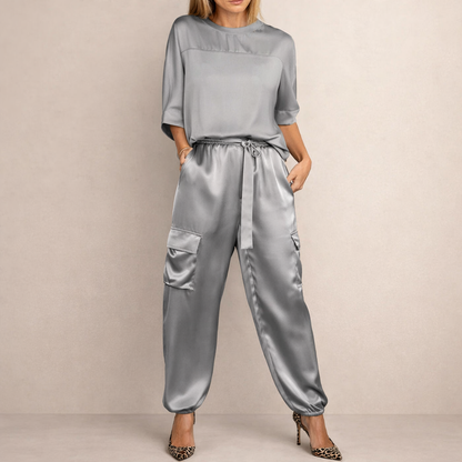 Clara | Lässiges Satin Cargo Set