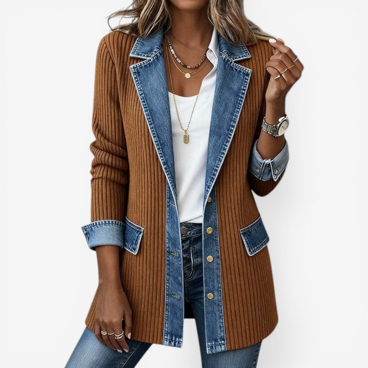 Elisa | Lässige Denimjacke im Layer-Look – Stilvoll & Bequem