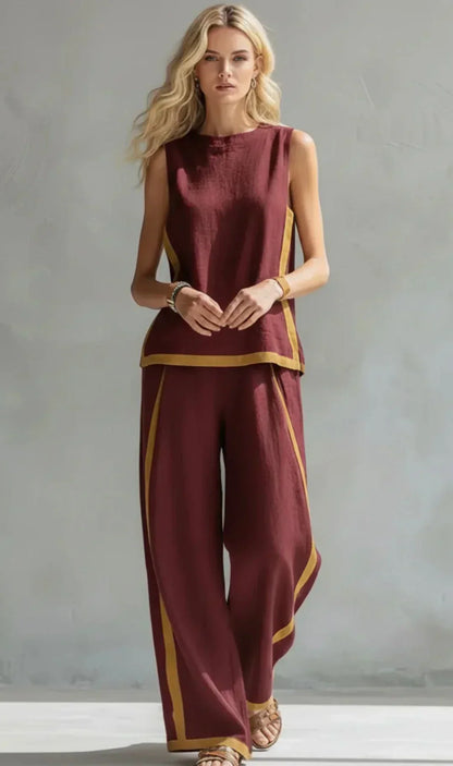 Ursula - Elegantes und Lässiges Set aus Weste und Hose mit Bicolor-Finish