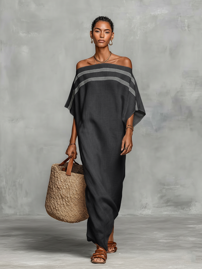 Minimalistisch Leinen Maxi Kleid