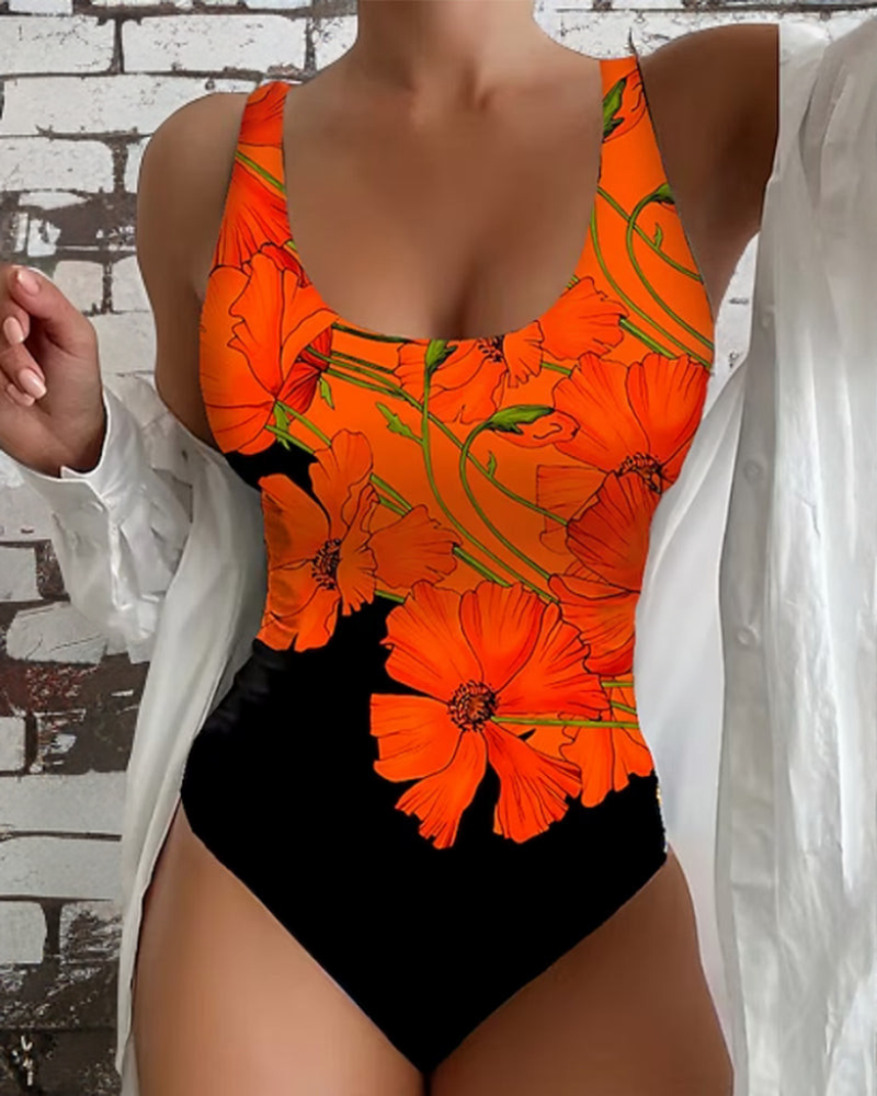 Lucy - Elegantes Einteiler-Badeanzug mit Blumenmuster